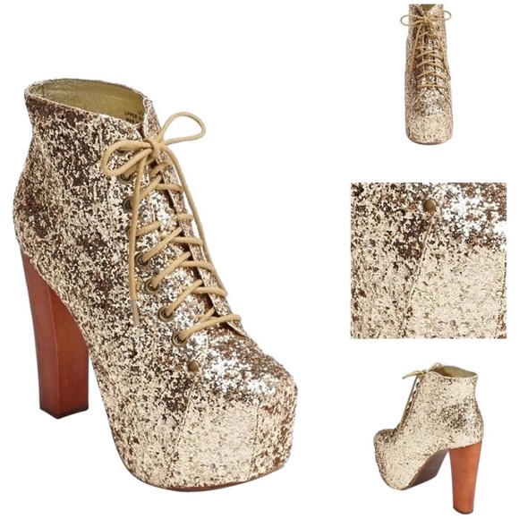 Jeffrey Campbell Lita in Gold Glitter Sz 6 - Picture 7 of 7